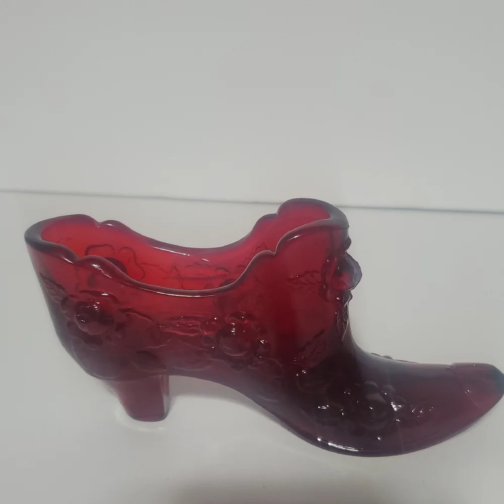 Vtg Ruby Red Fenton Glass Slipper - Picture 3 of 8